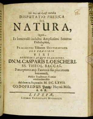 Disputatio Physica De Natura