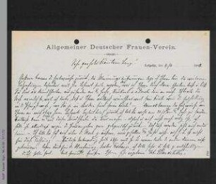 Brief von Johanna Brandstetter an Helene Lange