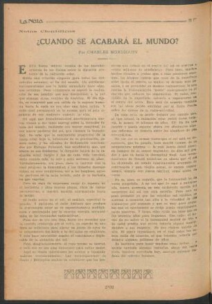 Notas científicas : ¿Cuando se acabará el mundo?