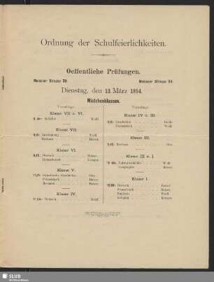 Ordnung der Schulfeierlichkeiten