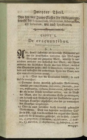 Zweyter Theil. Von den vier Haupt-Classen der Medicamente,[...]