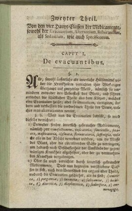 Zweyter Theil. Von den vier Haupt-Classen der Medicamente,[...]