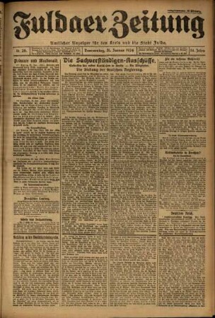 Erste Ausgabe vom Donnerstag, den 31. Januar 1924.