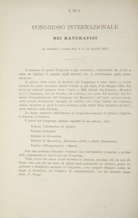 Congresso internazionale dei matematici.