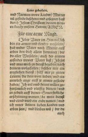 Für eine arme Magd.