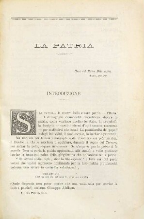 La Patria : geografia dell'Italia, 1. Introduzione generale