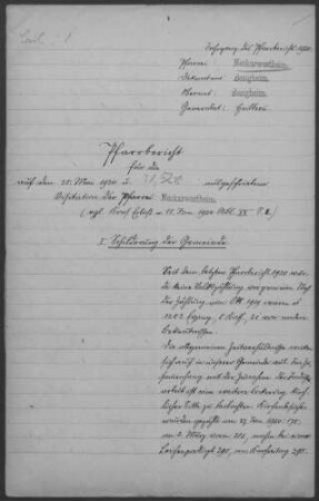 Neckarwestheim: Pfarrbericht 1924