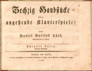 Sechzig Handstücke für angehende Klavierspieler : von Daniel Gottlob Türk, 2