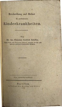 Beschreibung und Heilart der gewöhnlichsten Kinderkrankheiten