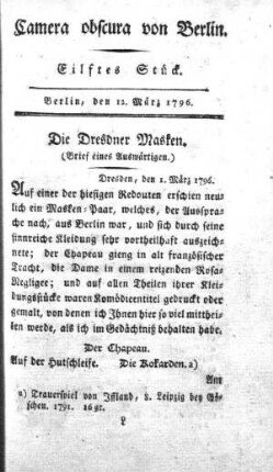 Eilftes Stück, 12. März 1796