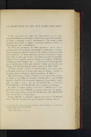 La Production Du Thé Aux Indes Anglaises.