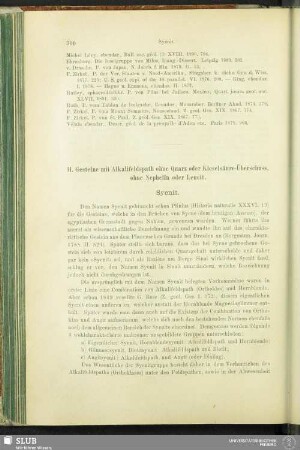 II. Gesteine mit Alkalifeldspath ohne Quarz oder Kieselsäure-Überschuss, ohne Nephelin oder Leucit