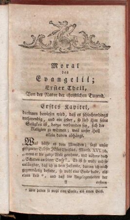 Moral des Evangelii; Erster Theil, Von der Natur der christlichen Tugend.