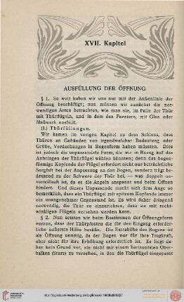 XVII. Ausfüllung der Öffnung