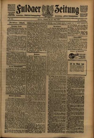 Zweite Ausgabe vom Montag, den 25. Mai 1908.