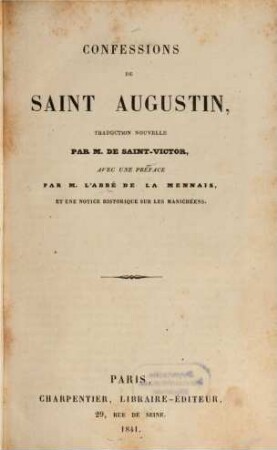 Confessions de Saint Augustin