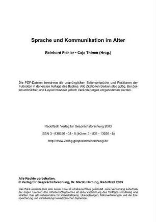 Sprache und Kommunikation im Alter