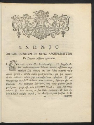 Ad Cap. Quartum De Offic. Archipresbyteri
