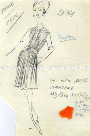 Modezeichnung: Damenkleid "Marathon" (Entwurf)