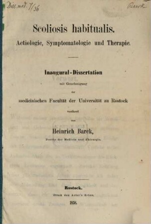 Scoliosis habitualis : Aetiologie, Symptomatologie und Therapie