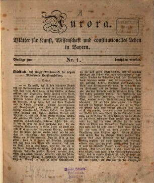 Aurora : Zeitschrift aus Bayern. 1830. Jan. - März