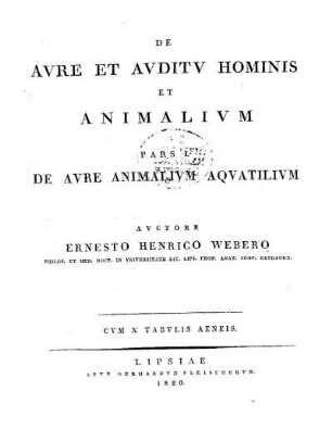 De Aure Et Auditu Hominis Et Animalium