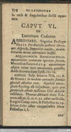 Caput VI. De Latinitate Cadente