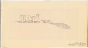 Wochenend-Hotel und Strandbad: Wochenend-Hotel: Perspektivische Ansicht