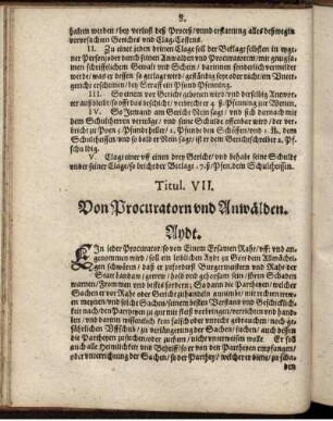 Titul. VII. Von Procuratorn und Anwälden