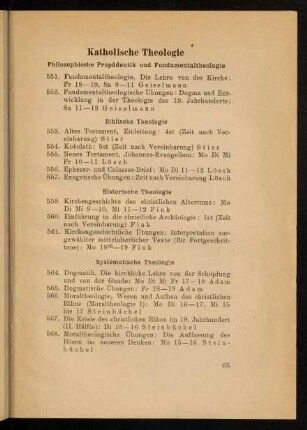 65-66, Katholische Theologie