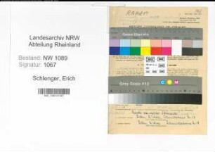 Entnazifizierung Erich Schlenger , geb. 24.12.1888 ()