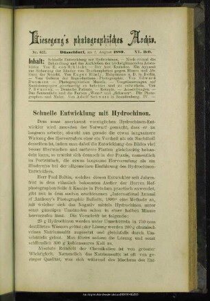 Schnelle Entwicklung mit Hydrochinon