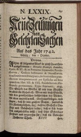 N. LXXIX. Leipzig, den I October. - N. LXXXVII. Leipzig, den 29 October.