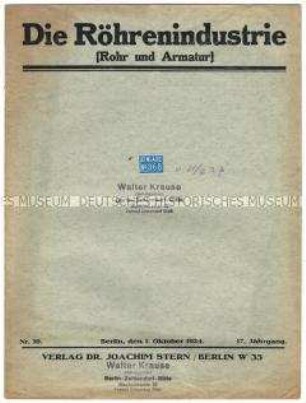 Ausschnitte aus verschiedenen Heften der Zeitschrift Rohrindustrie