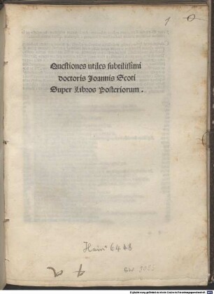 Quaestiones super libros Posteriorum Aristotelis