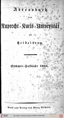 Sommersemester 1835