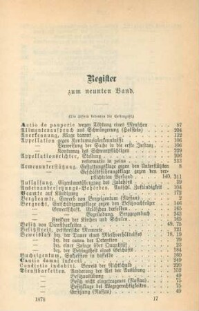 Register zum neunten Band