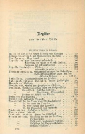 Register zum neunten Band