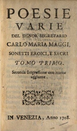 Poesie Varie, 1. Sonetti Eroici, E Sacri