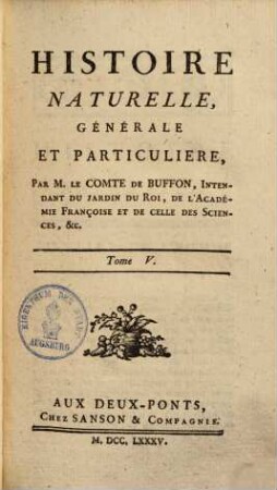 Histoire naturelle, générale et particulière, [1,]5