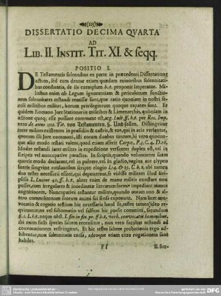 Dissertatio Decima Quarta Ad Lib. II. Instit. Tit. XI. & seqq.