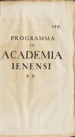 Programma in Academia Ienensi P. P.