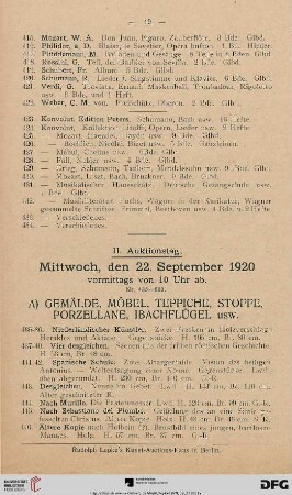 Mittwoch , vormittags von 10 Uhr (Nr. 435-603)