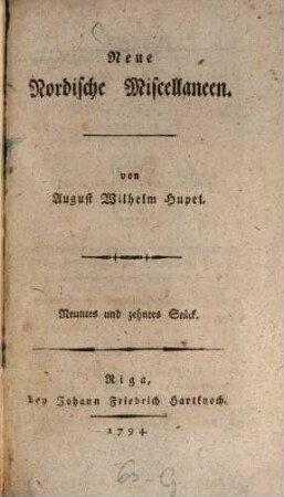 Neue nordische Miscellaneen. 9/10, 9/10. 1794