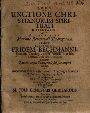 De Unctione Christianorum Spirituali Dissertatio