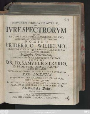 Dispvtatio Ivridica Inavgvralis De Ivre Spectrorvm