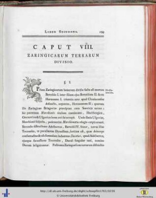 Cap. VIII. Zaringicarum Terrarum Divisio.