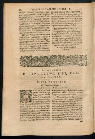 H. Zanchii De Operibus Dei, Partis Tertiae, Liber Secundus: