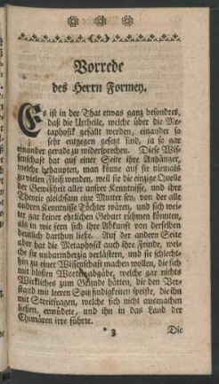 Vorrede des Herrn Formey
