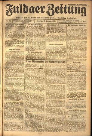 Erste Ausgabe vom Sonntag, den 15. Februar 1925.